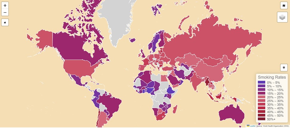 Smoking rates map